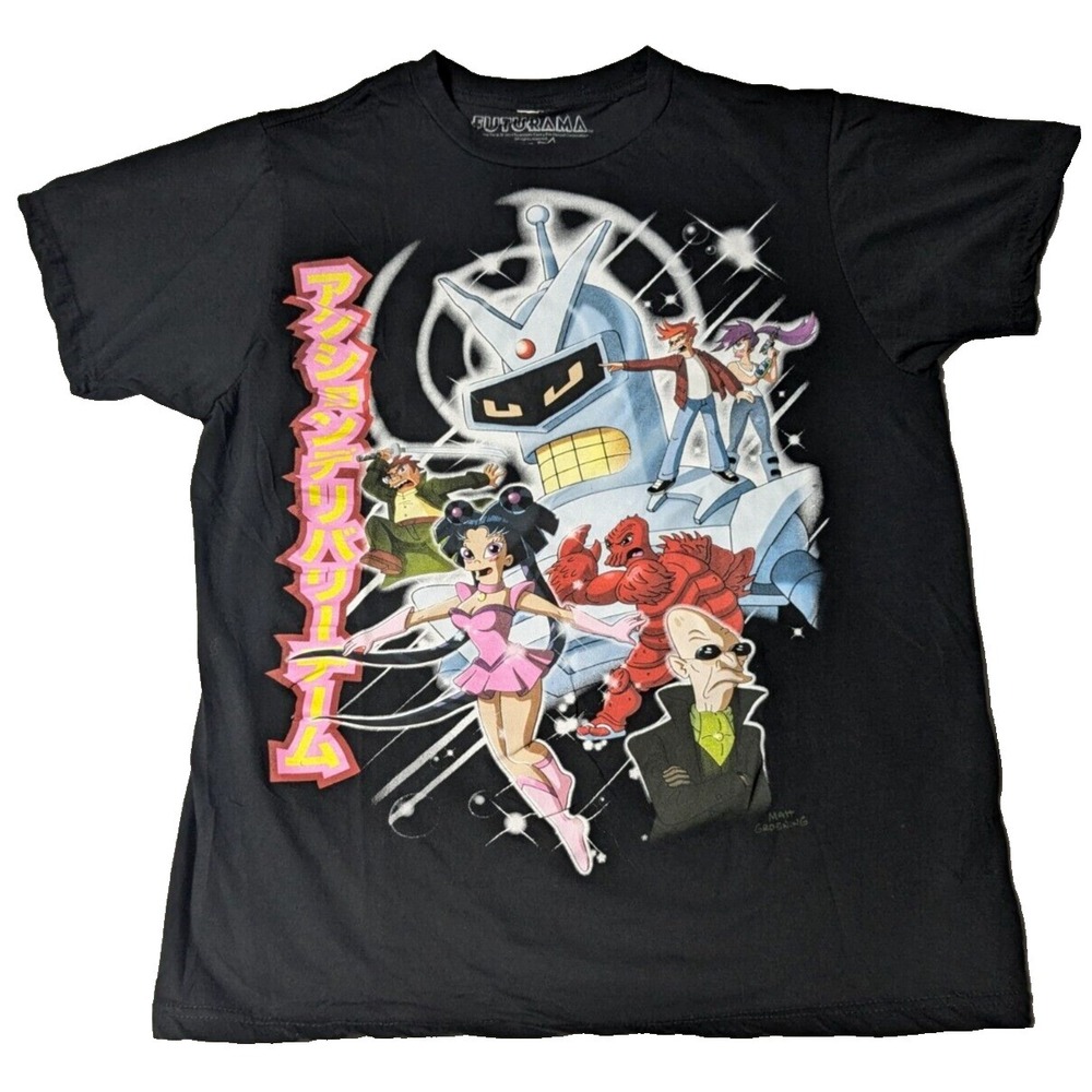 FUTURAMA‎ ACTION DELIVERY FORCE ASSEMBLE Men Medium Ripple Junction T-Shirt EUC